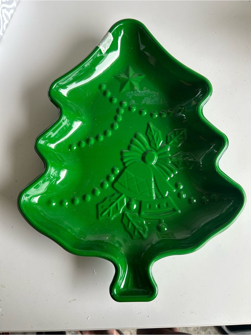 2 Set Green Holiday Tree Cookie Serving Dish